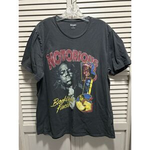 Old‎ Navy Men's Size XL Gray/Multi Short Sleeve Crew Neck T-Shirt Notorious BIG